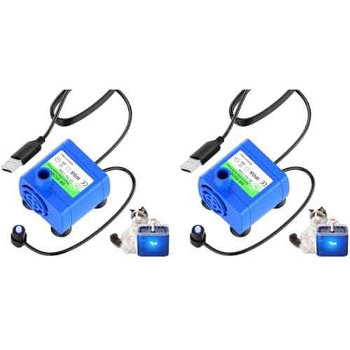 Qpets® Pet Water Fountain Pump Silent Upgraded USB Air with LED Indicator Light Automatic Power Outage After Shortage 5V Replacement 160L/h Max 2PCS Qpets® Pet Water Fountain Pump Silent Upgraded USB Air with LED Indicator Light Automatic Power Outage After Shortage 5V Replacement 160L/h Max 2PCS